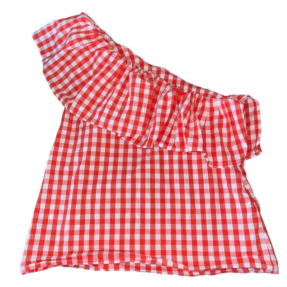J. Crew One Shoulder Gingham Blouse - Picture 3 of 7
